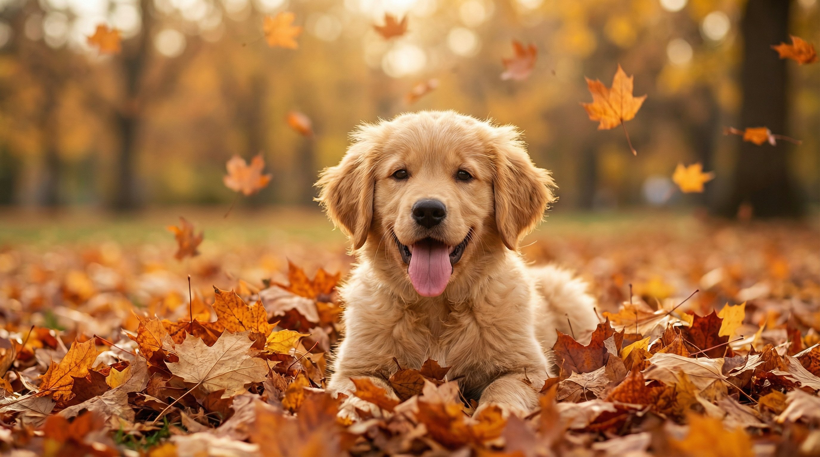 高清3D动漫金毛幼犬秋日视频