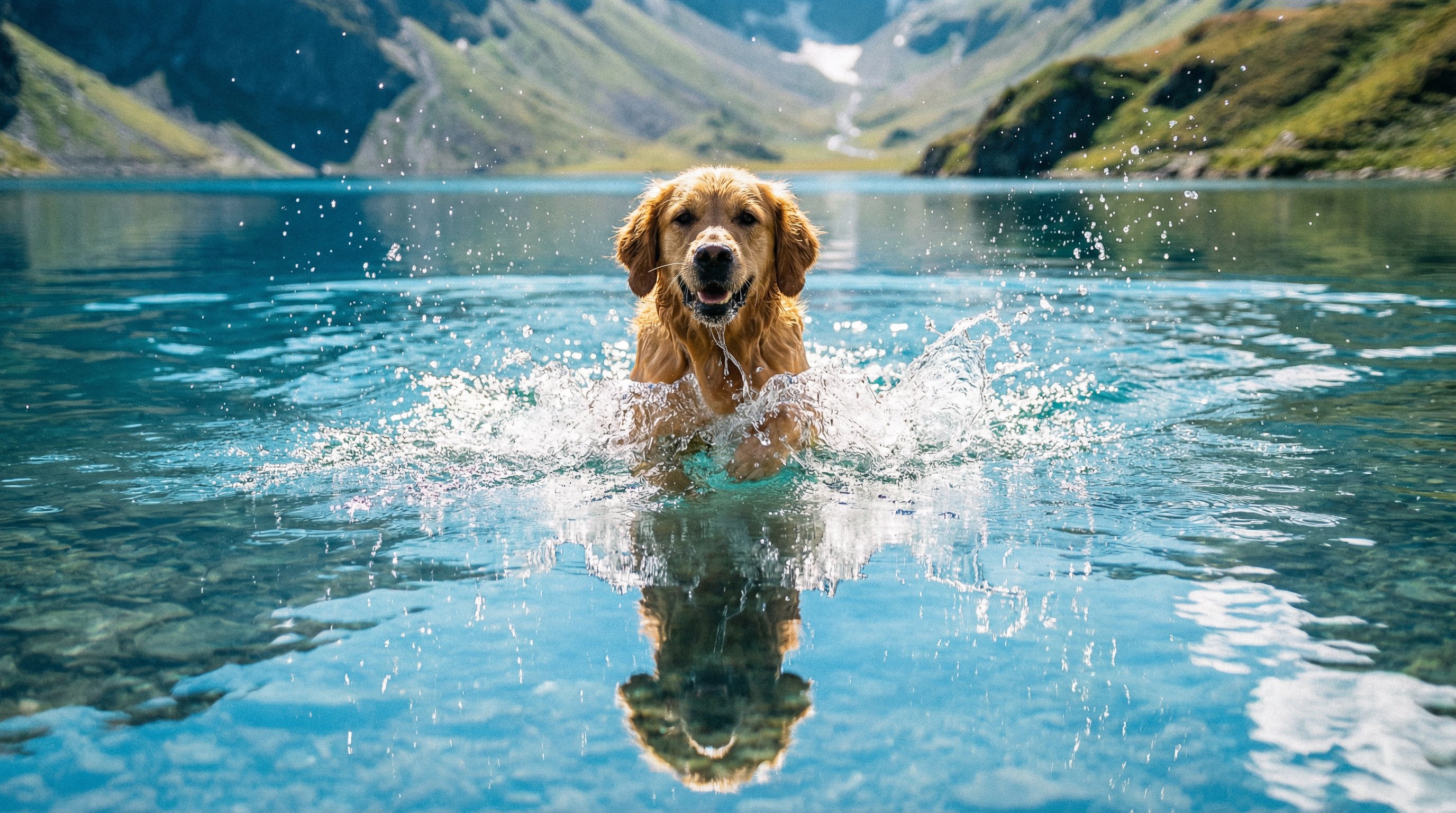 高清3D动漫金毛游泳视频